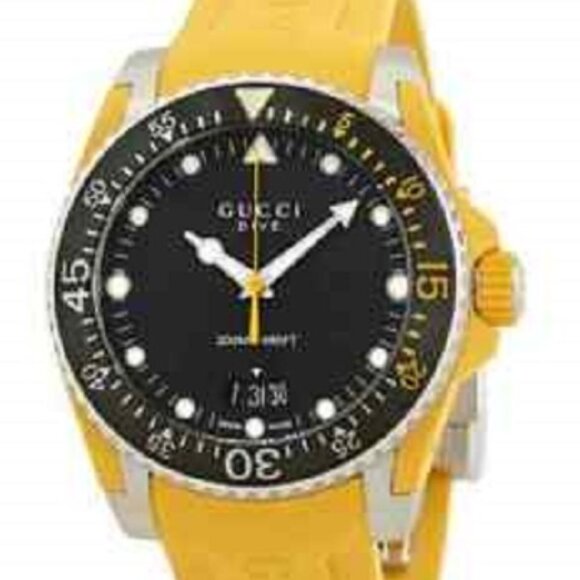 Gucci Dive NEW Swiss Made Yellow Rubber 40mm Watch, Sapphire Crystal YA136319 - Picture 1 of 7